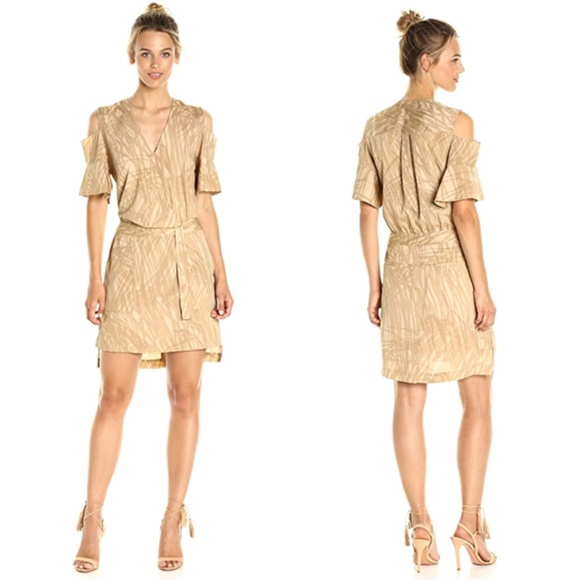 Halston Heritage Cold Shoulder Wrap Dress